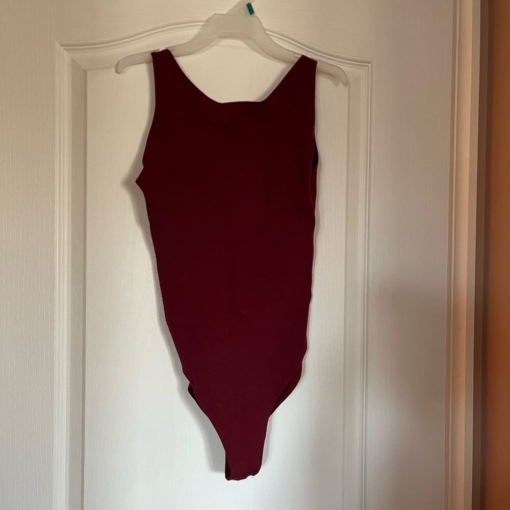 2/$20 - Solemio Red Bodysuit Top Sleeveless Scoop Neck